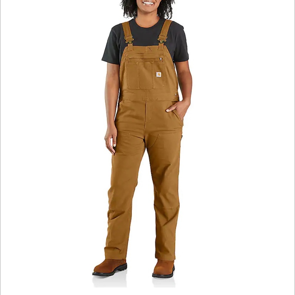 Carhartt Rugged Flex Canvas Bib Brown Tan Tall Overall 🤎